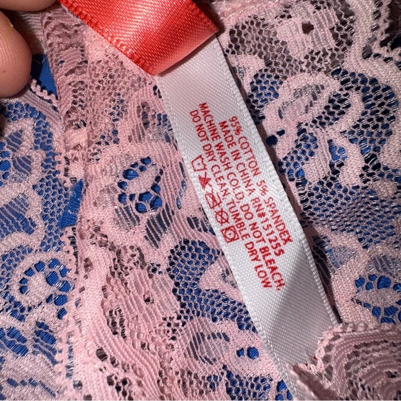 Splendies Blue & Pink Lace Thong 1X | Cotton Stretch | NWT - Picture 5 of 6